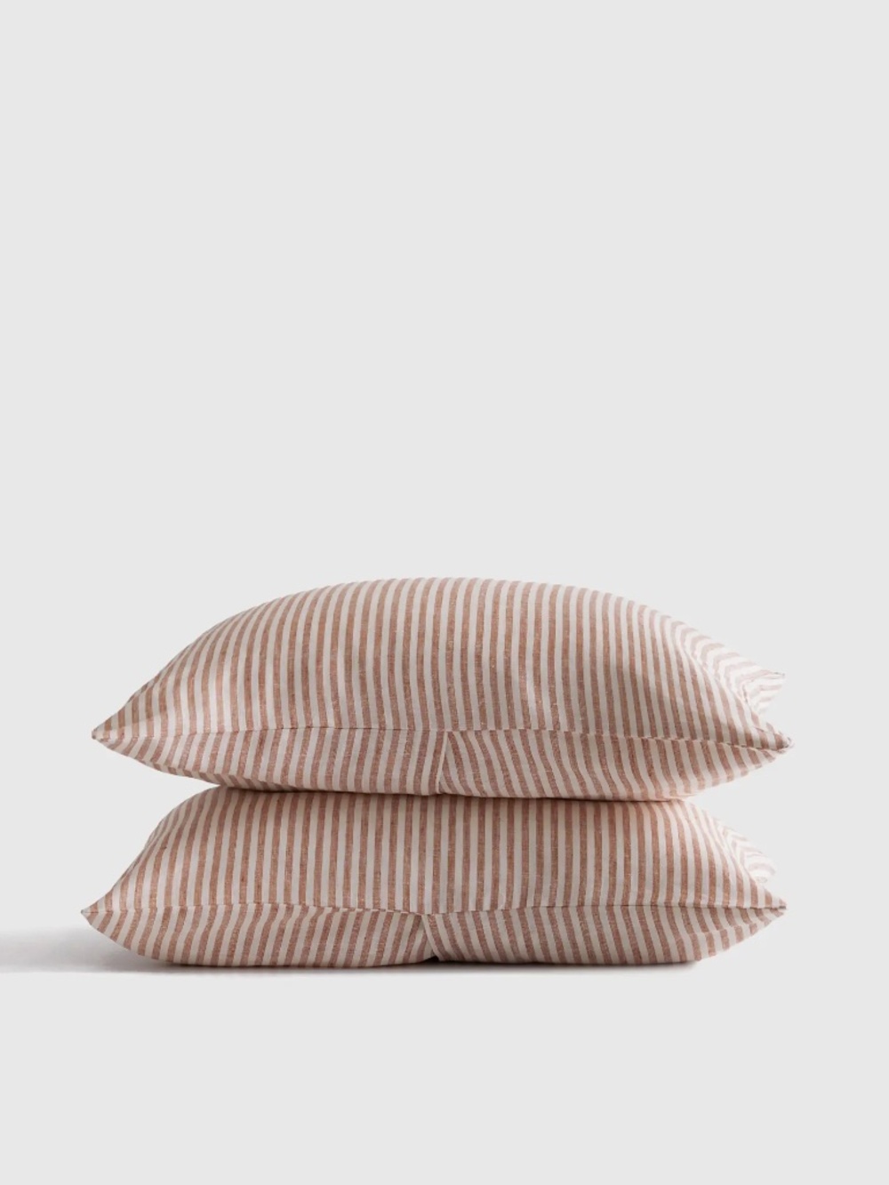 Quince European Linen Sham Set — Standard — Terracotta/White stripe — Set of 2